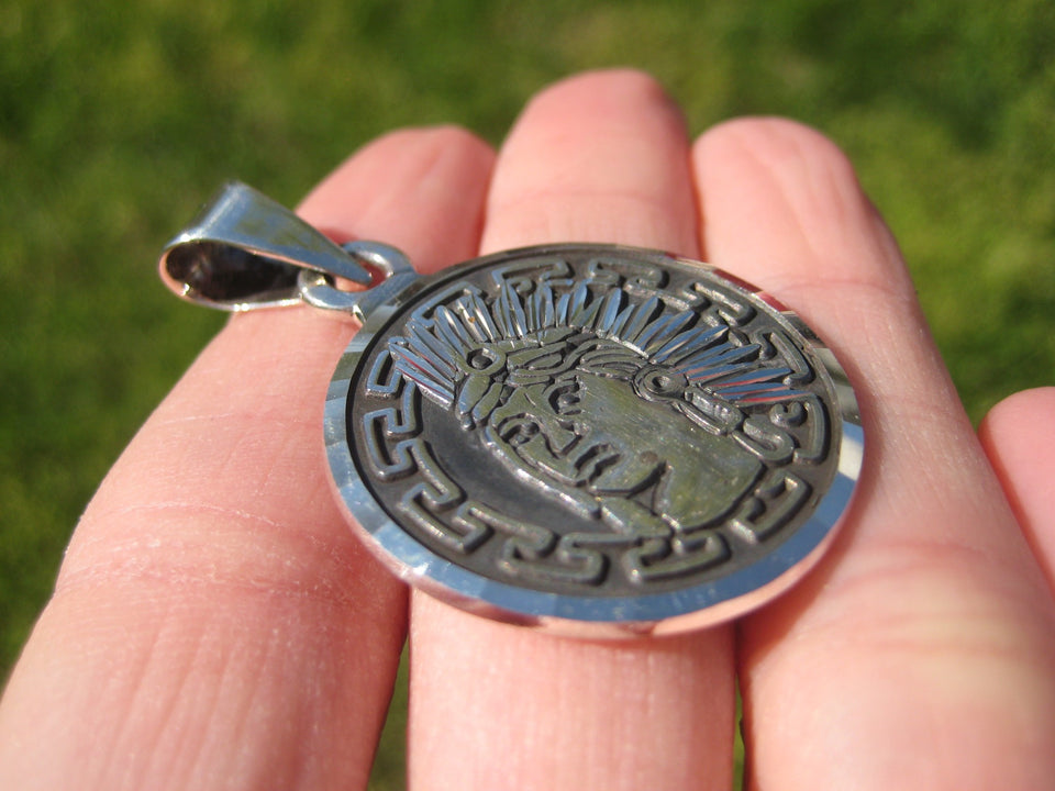 925 Silver Pendant Montezuma Taxco Mexico A8455