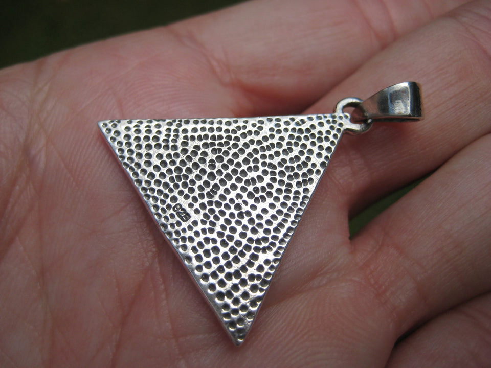 925 Silver Egyptian Seeing Eye Free Mason Masonic Pyramid Pendant A3237