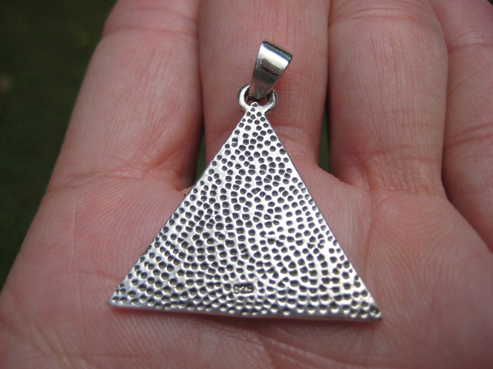 925 Silver Egyptian Seeing Eye Free Mason Masonic Pyramid Pendant A3237