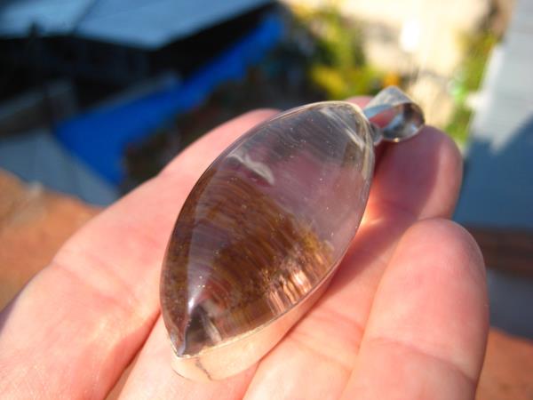 925 Silver Quartz Crystal Pendant Necklace A5838