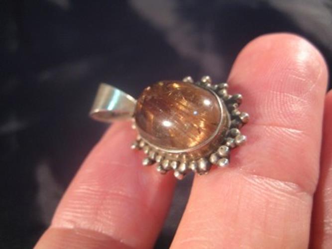 925 Silver Rutile Quartz Pendant Nepal Jewelry  N3744