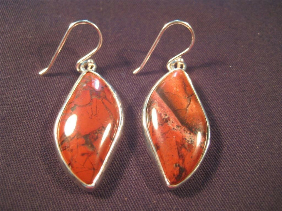 925 Silver Red Tiger Tiger's Eye crystal earrings N3755