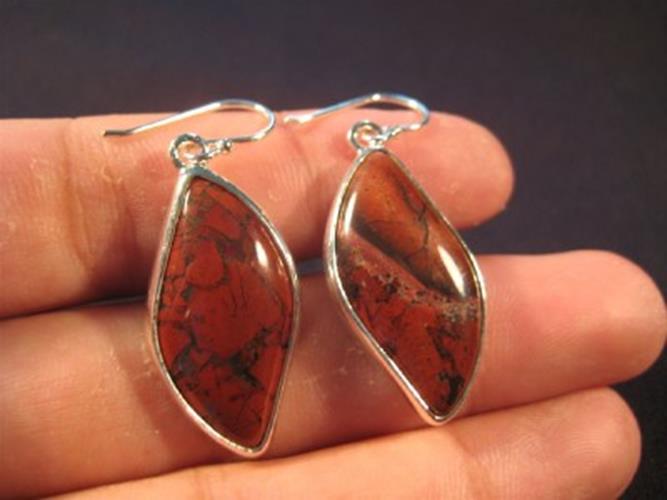 925 Silver Red Tiger Tiger's Eye crystal earrings N3755