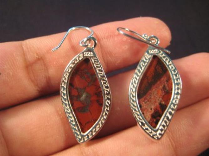 925 Silver Red Tiger Tiger's Eye crystal earrings N3755