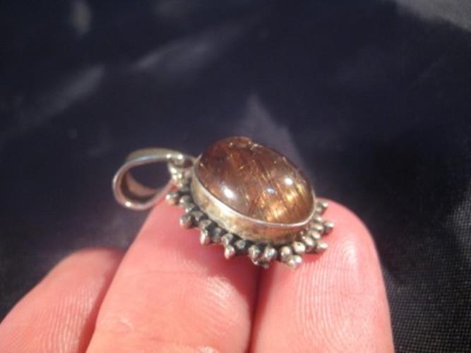 925 Silver Rutile Quartz Pendant Nepal Jewelry N2755