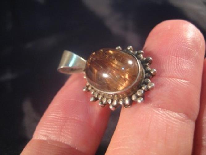 925 Silver Rutile Quartz Pendant Nepal Jewelry N2755