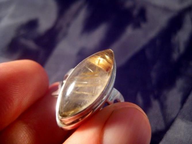 925 Silver Rutile Quartz stone Ring Size adjustable AN2899