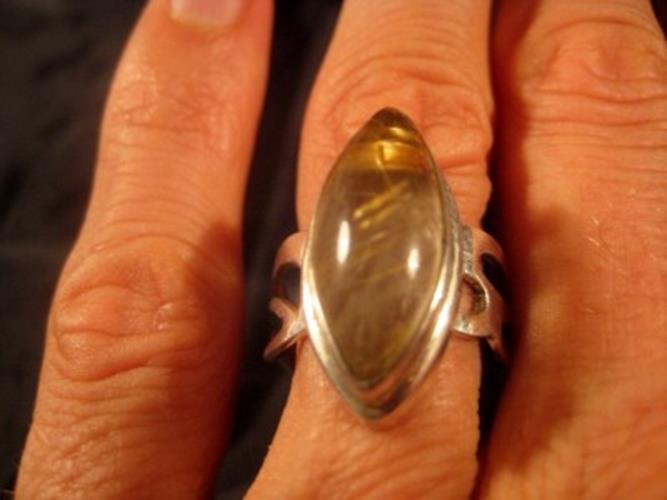 925 Silver Rutile Quartz stone Ring Size adjustable AN2899