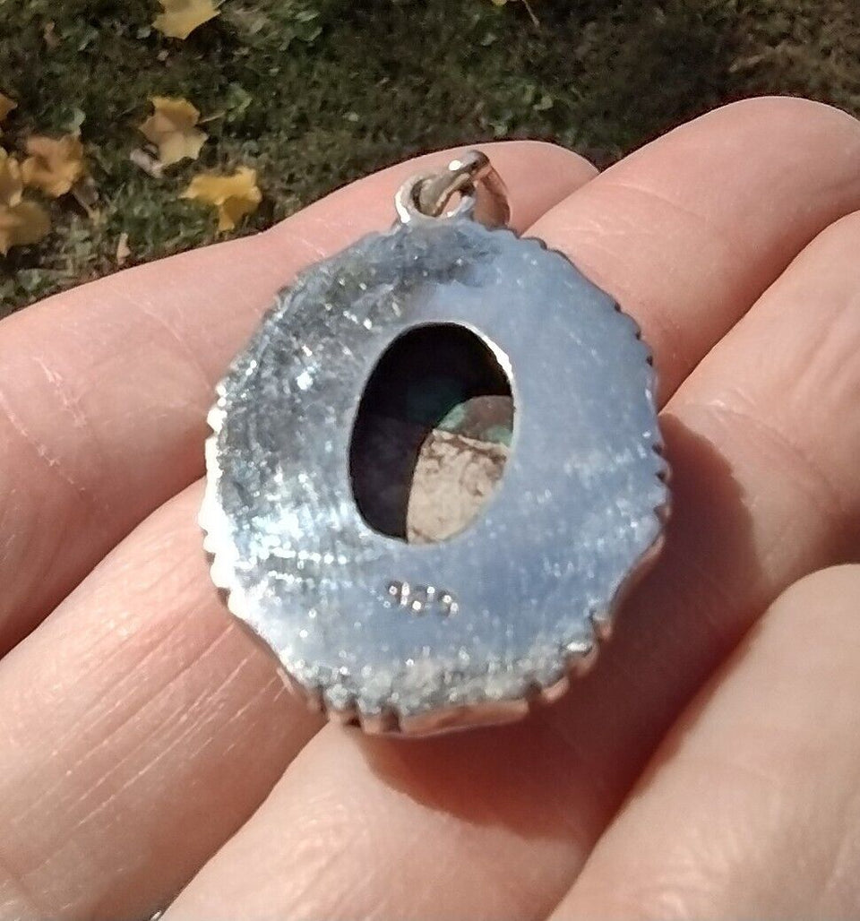 925 Sterling Silver Tibetan Turquoise Pendant CH486