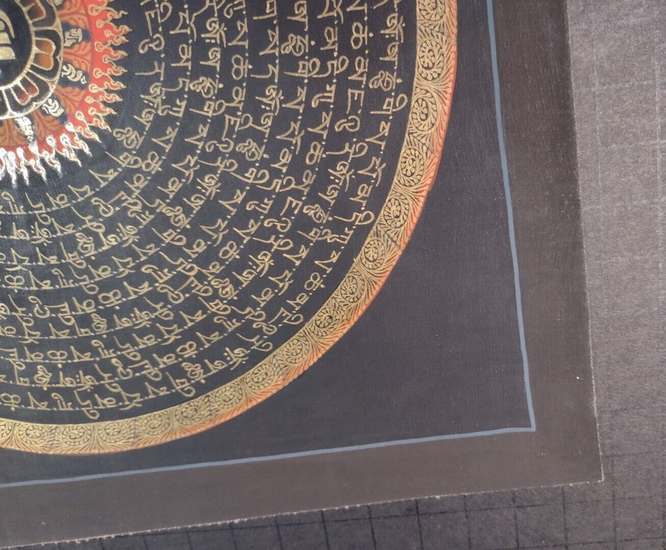 24 k gold silver Ohm Thangka Tanka Painting Nepal CH8365