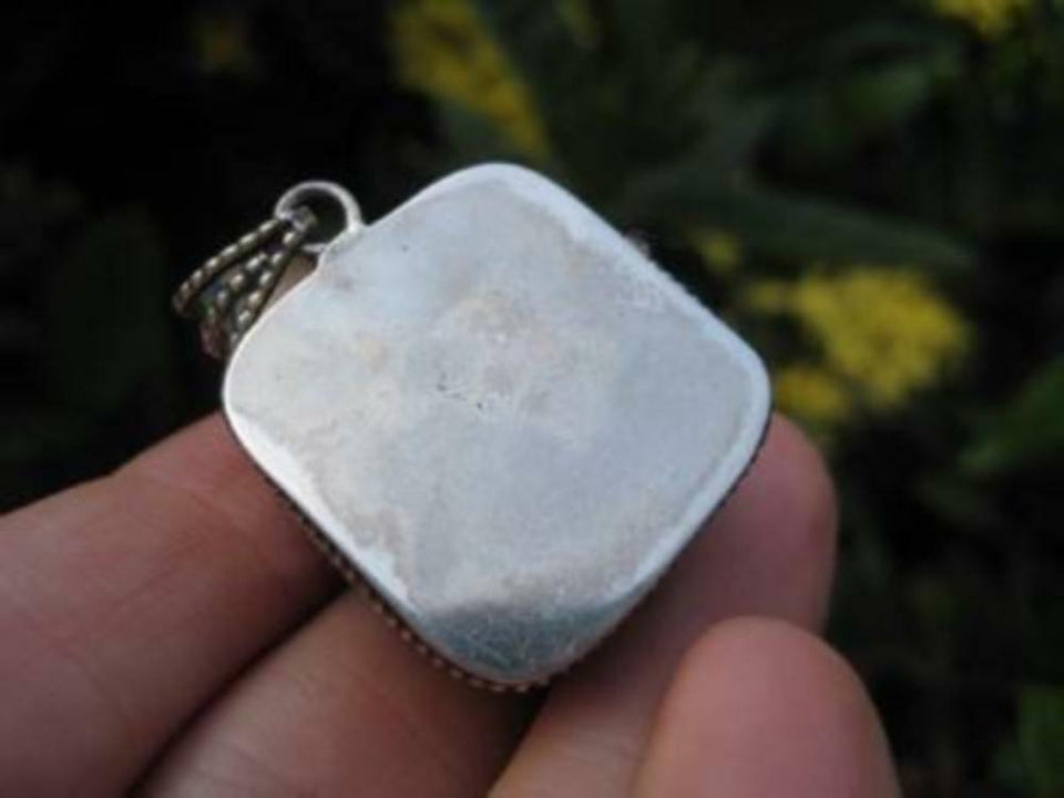 925 Silver Turquoise Compartment Locket Pendant Necklace Nepal Jewelry Art A81180
