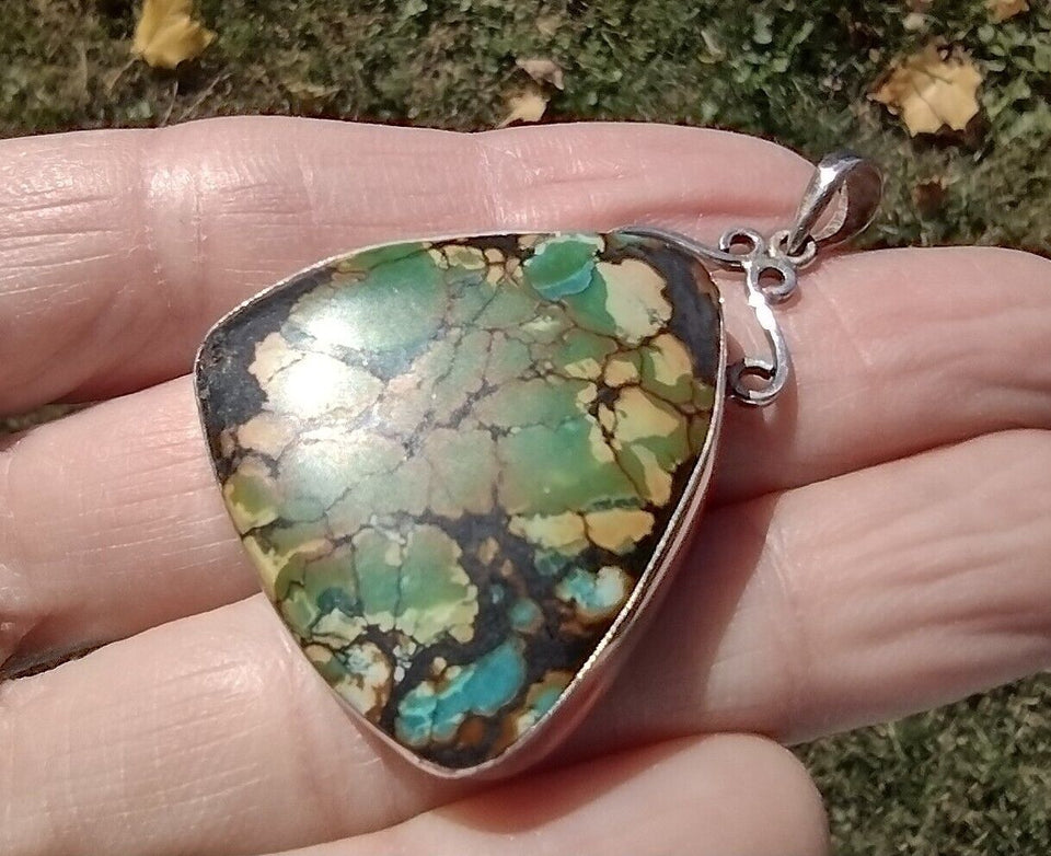 925 Silver Tibetan Turquoise Pendant Necklace CH633