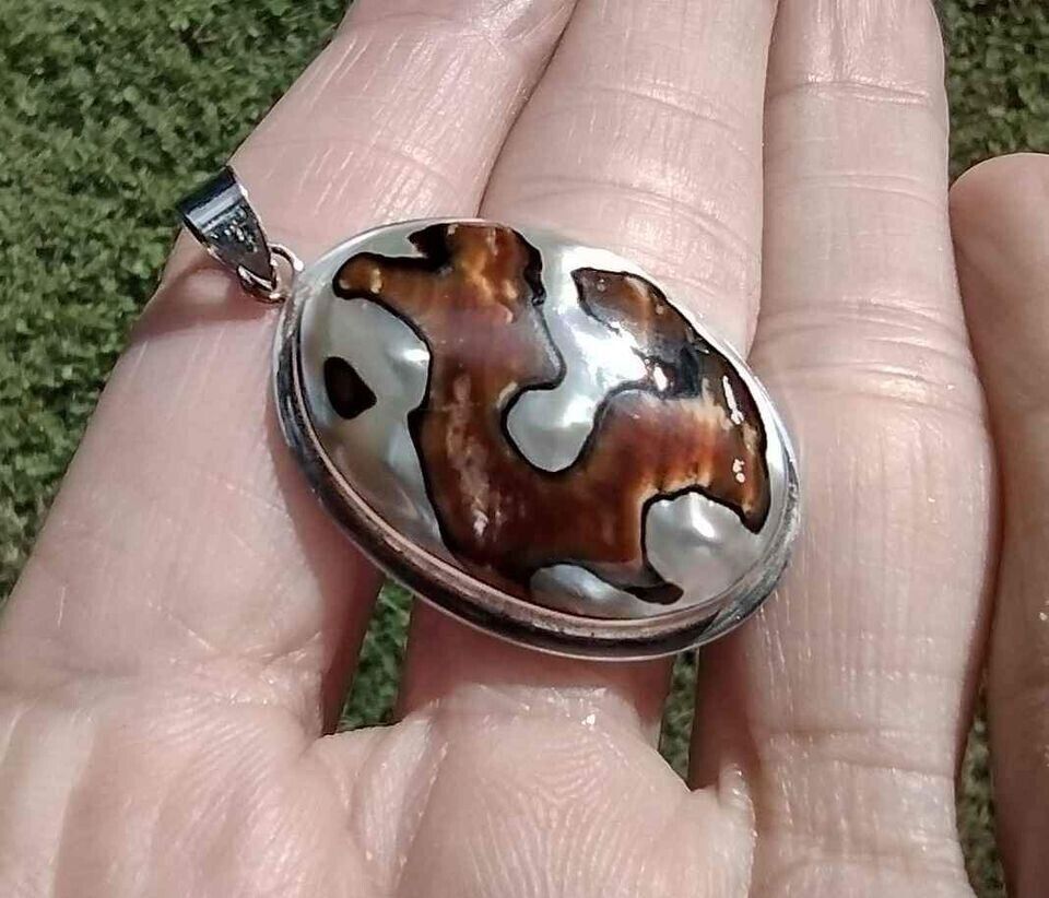 925 Sterling Silver African Turban Shell Pendant Thailand CH8388