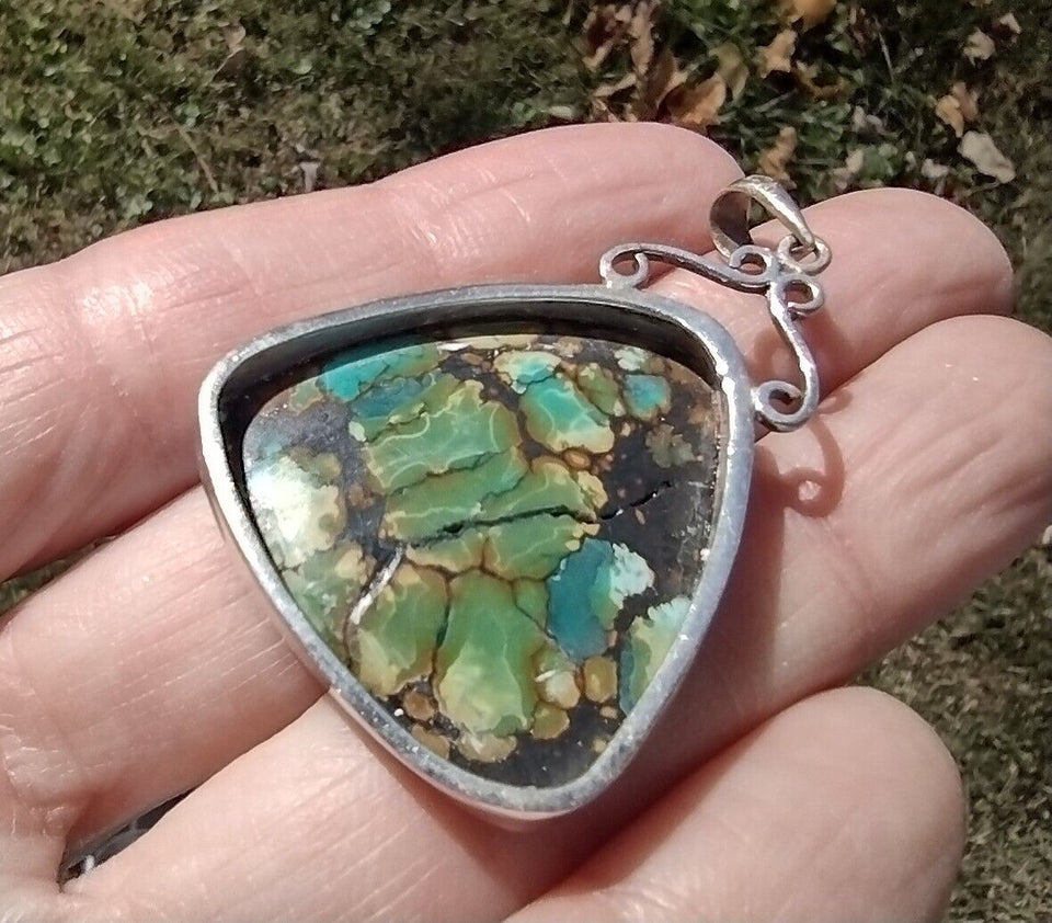 925 Silver Tibetan Turquoise Pendant Necklace CH633