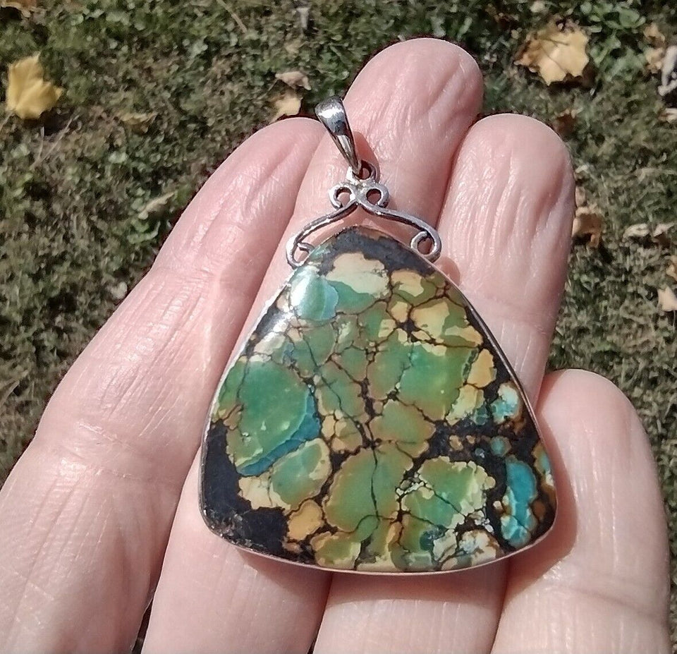 925 Silver Tibetan Turquoise Pendant Necklace CH633