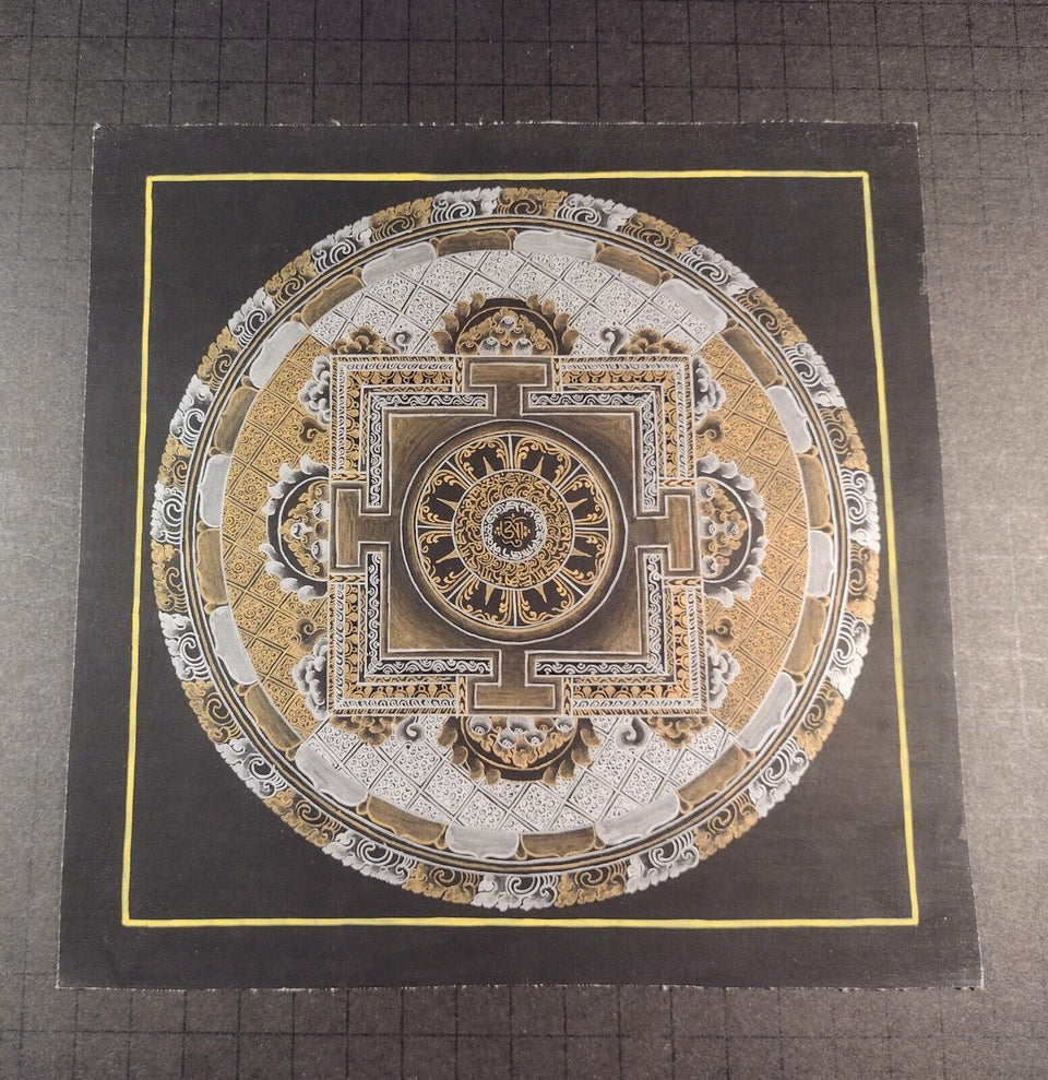 24 k gold silver Ohm Thangka Tanka Painting Nepal CH7299