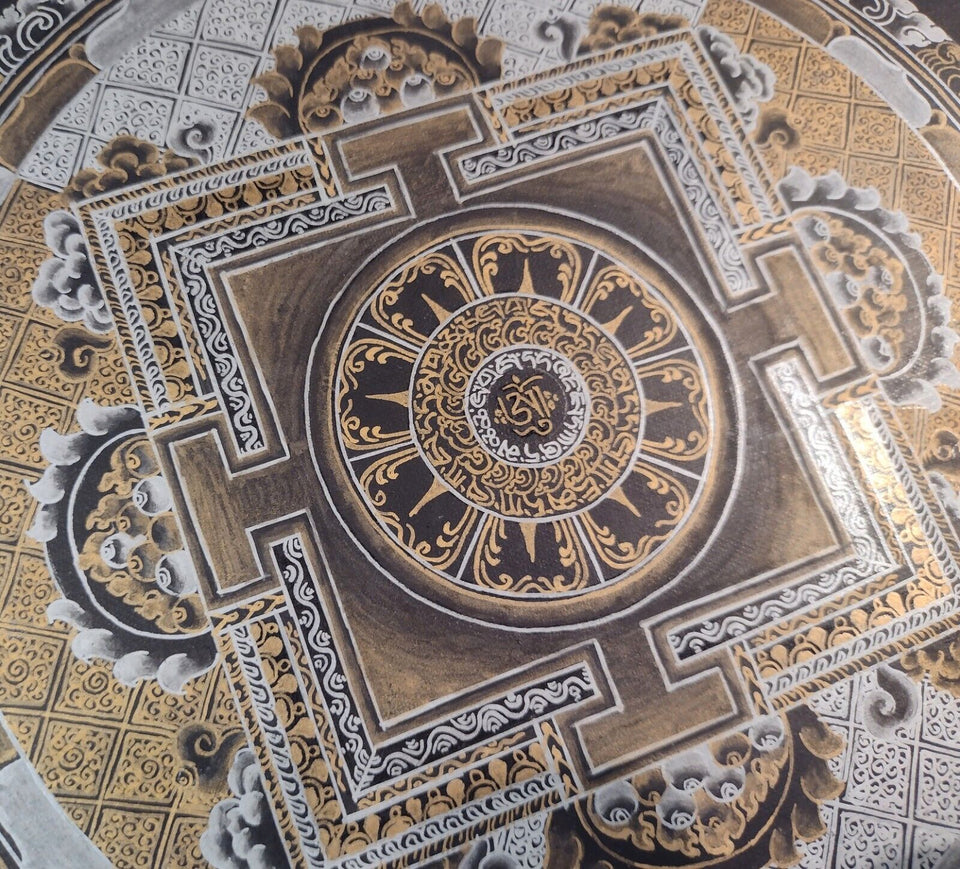 24 k gold silver Ohm Thangka Tanka Painting Nepal CH7299