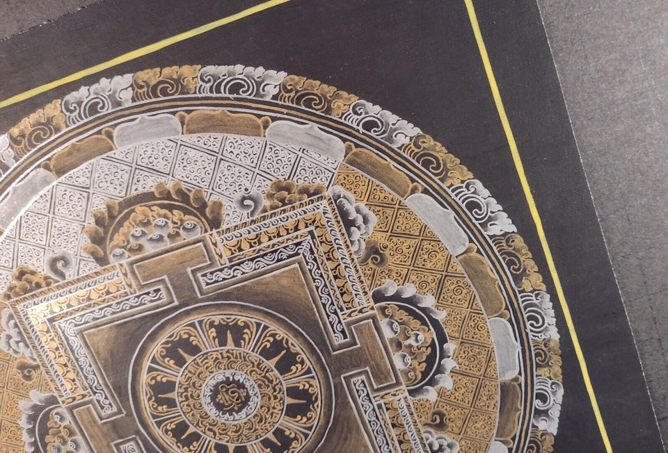 24 k gold silver Ohm Thangka Tanka Painting Nepal CH7299