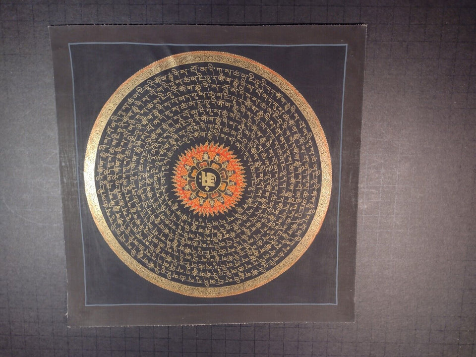 24 k gold silver Ohm Thangka Tanka Painting Nepal CH8365