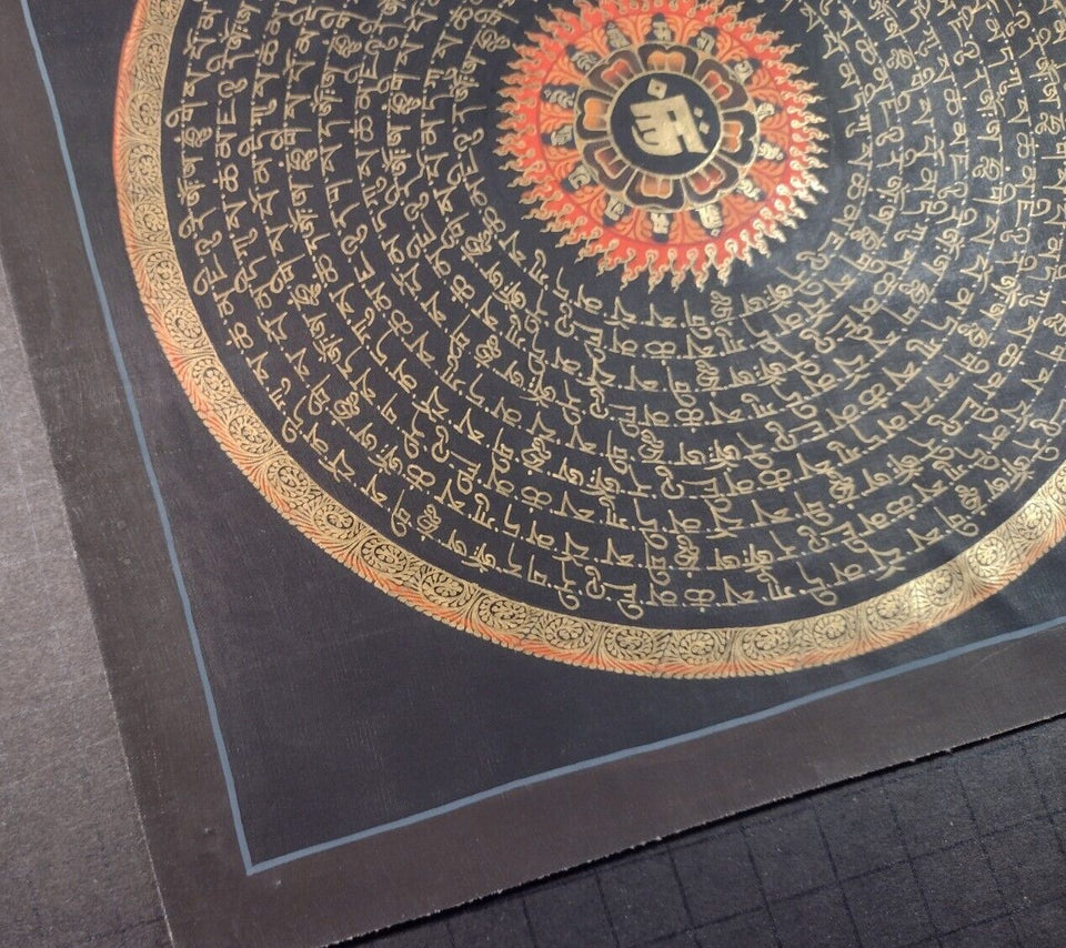 24 k gold silver Ohm Thangka Tanka Painting Nepal CH8365