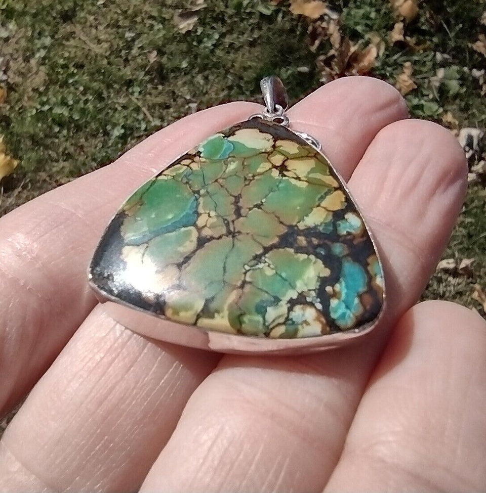 925 Silver Tibetan Turquoise Pendant Necklace CH633