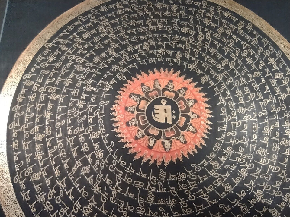 24 k gold silver Ohm Thangka Tanka Painting Nepal CH8365