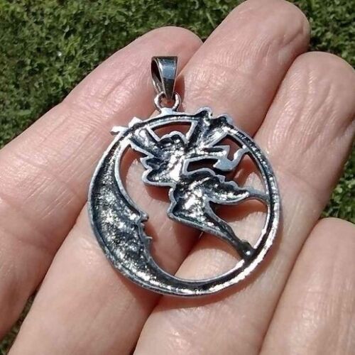 925 Silver Fairy Moon Pendant Necklace CH2745