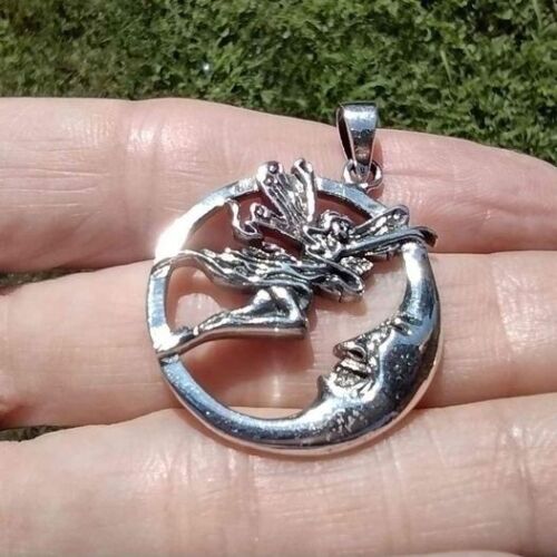 925 Silver Fairy Moon Pendant Necklace CH2745