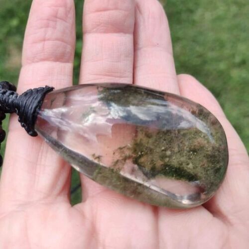 Quartz crystal necklace Moss or mineral Chlorite Pendant