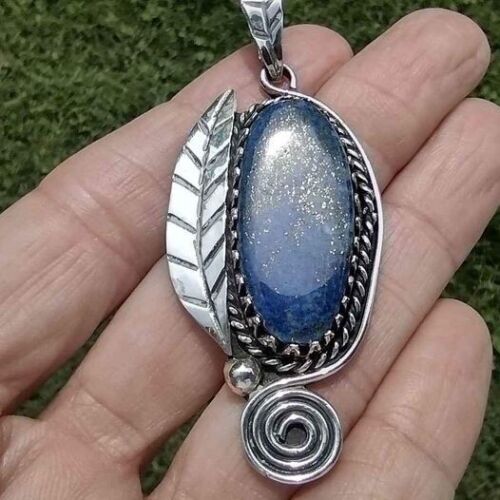 925 Silver Lapis Lazul Pendant Necklace Taxco Mexico CH622