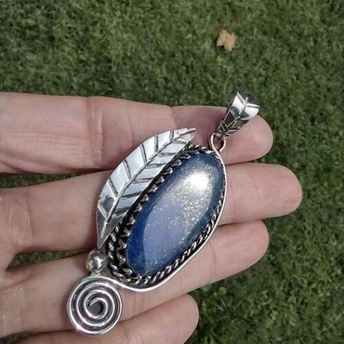 925 Silver Lapis Lazul Pendant Necklace Taxco Mexico CH622