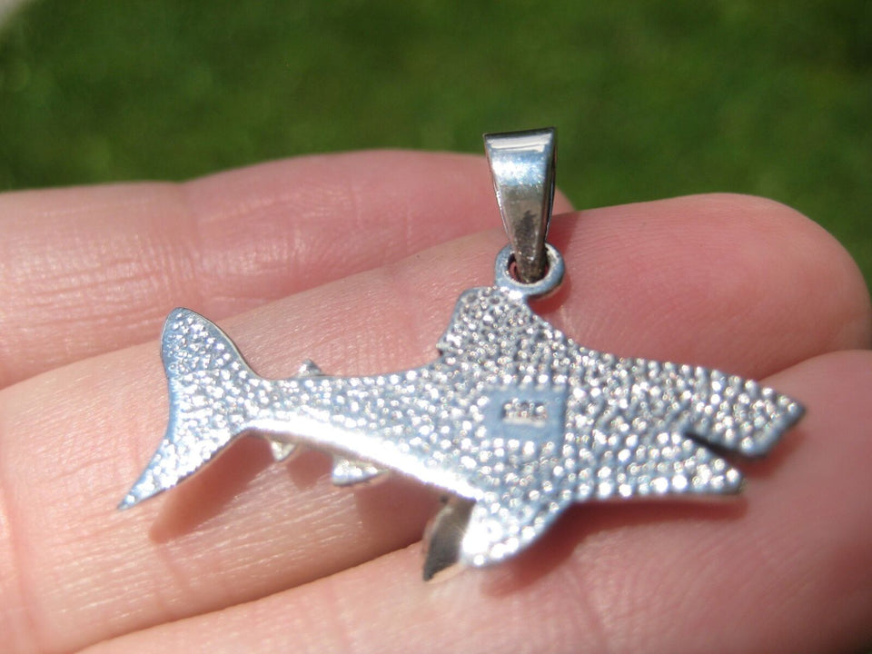925 Silver Great White Shark Pendant Necklace Thailand Jewelry Art A28
