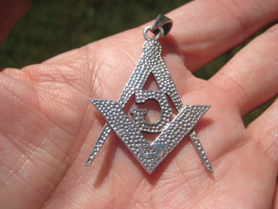 925 Silver Free Mason Masonic Pendant Necklace Thailand jewelry Art A1465