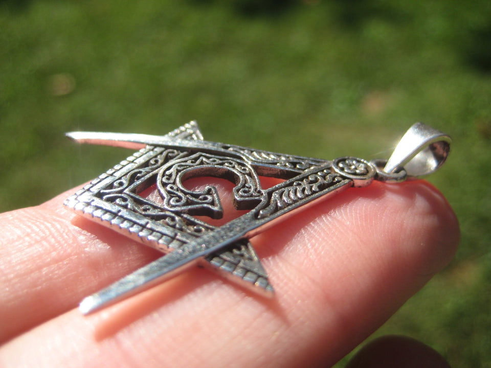 925 Silver Free Mason Masonic Pendant Necklace Thailand jewelry Art A1465