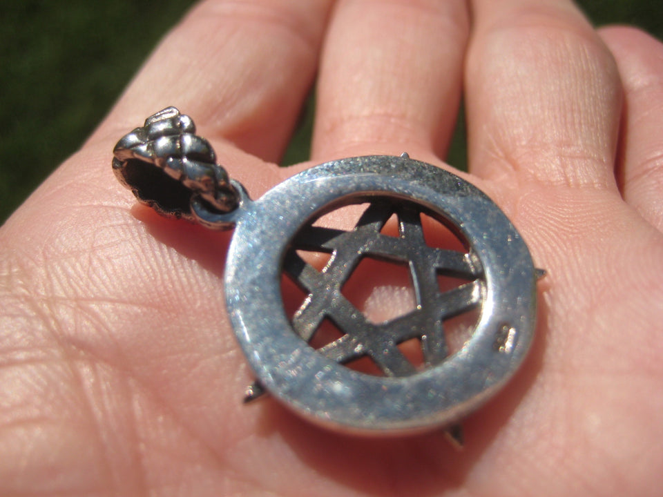 925 Silver Star and Moon Pentagram Pendant A2648