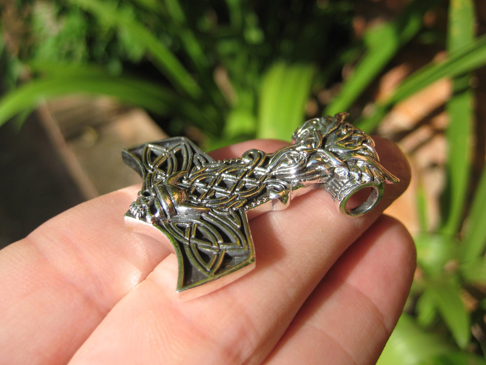 925 Silver Viking Mjolnir Mjolhner Odin Hammer of Thor Pendant A2358