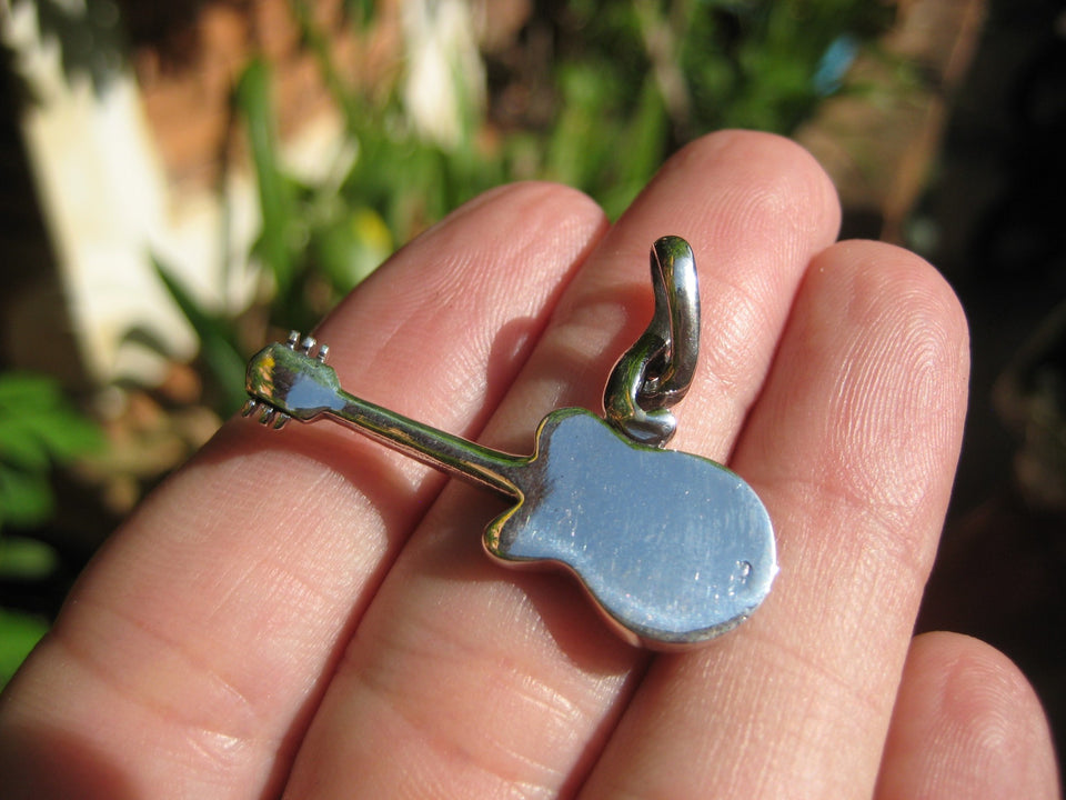 925 Silver electric guitar Pendant NecklaceThailand jewelry art A3856