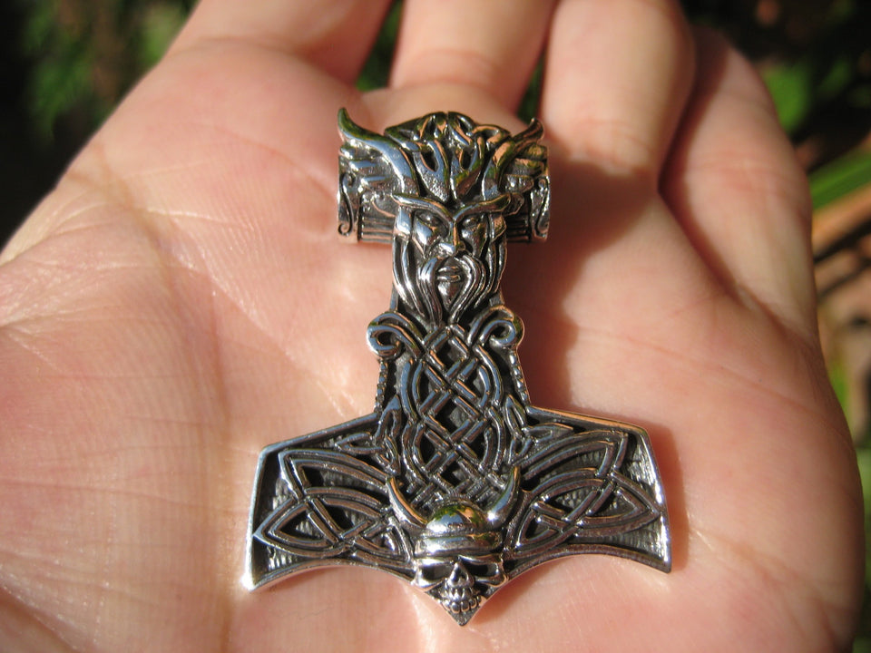 925 Silver Viking Mjolnir Mjolhner Odin Hammer of Thor Pendant A2358