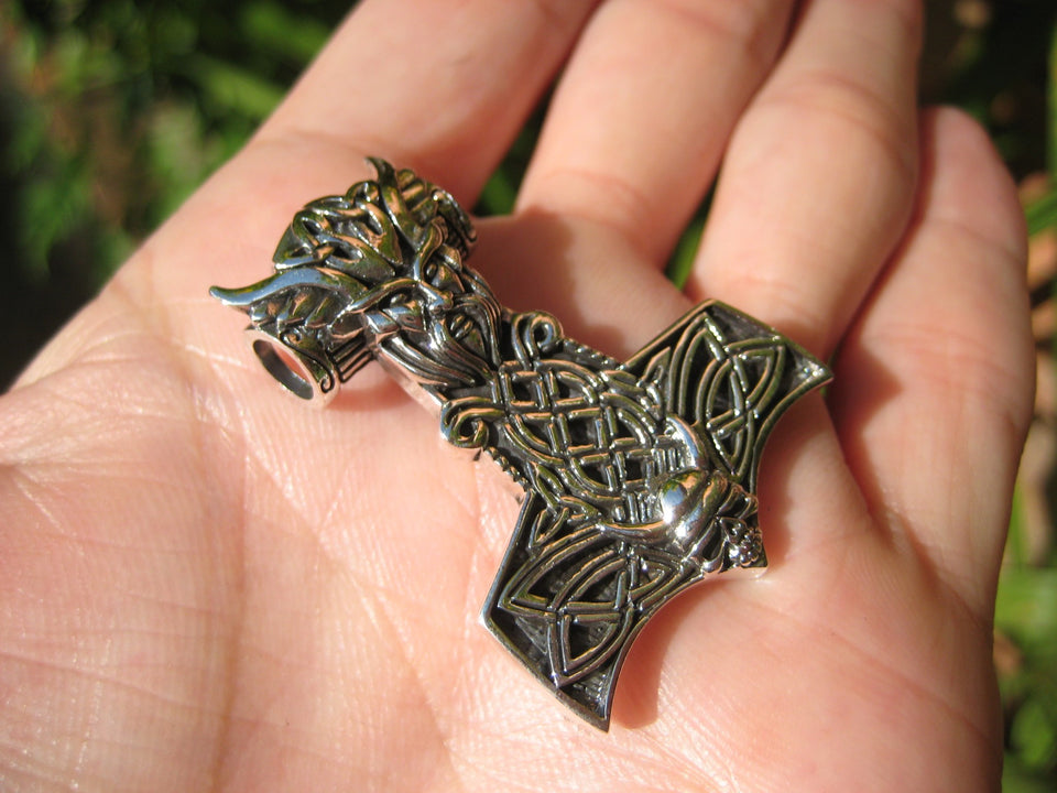 925 Silver Viking Mjolnir Mjolhner Odin Hammer of Thor Pendant A2358