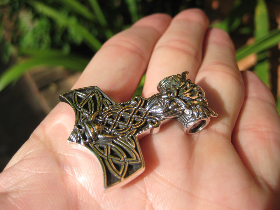 925 Silver Viking Mjolnir Mjolhner Odin Hammer of Thor Pendant A2358