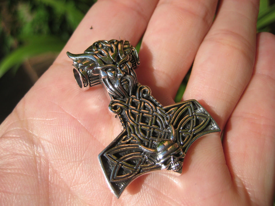 925 Silver Viking Mjolnir Mjolhner Odin Hammer of Thor Pendant A2358