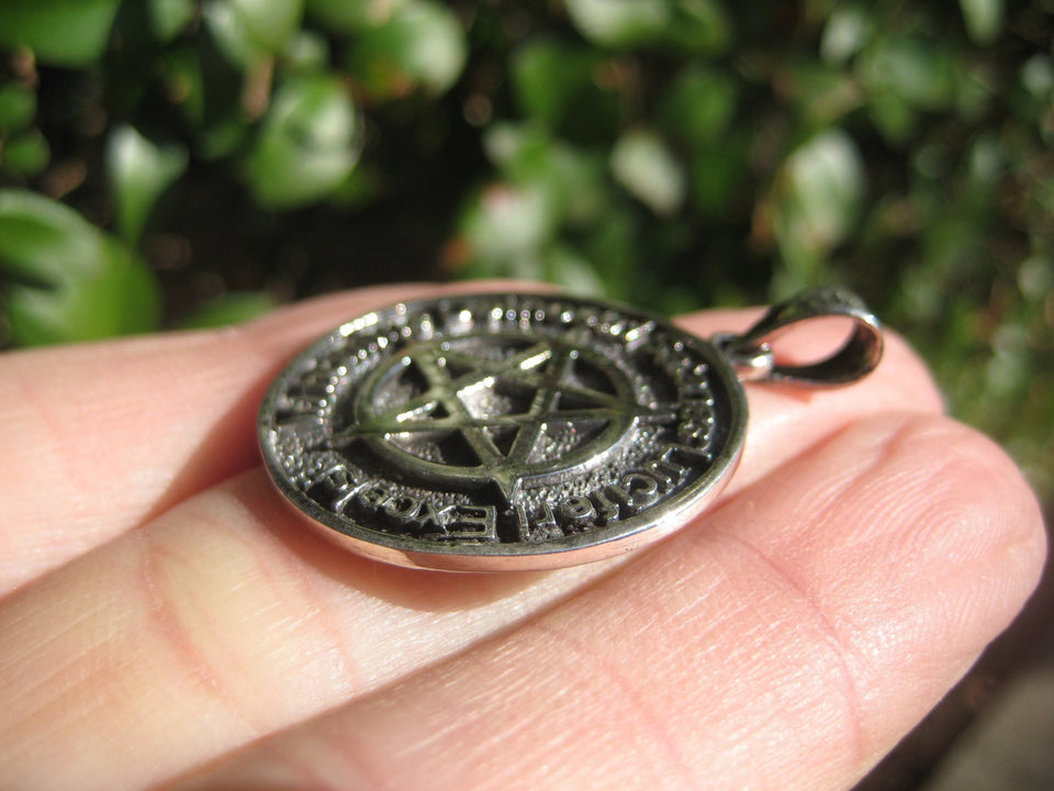 925 silver Inverted Pentagram Satanic Pendant Necklace Thailand Jewelry A346