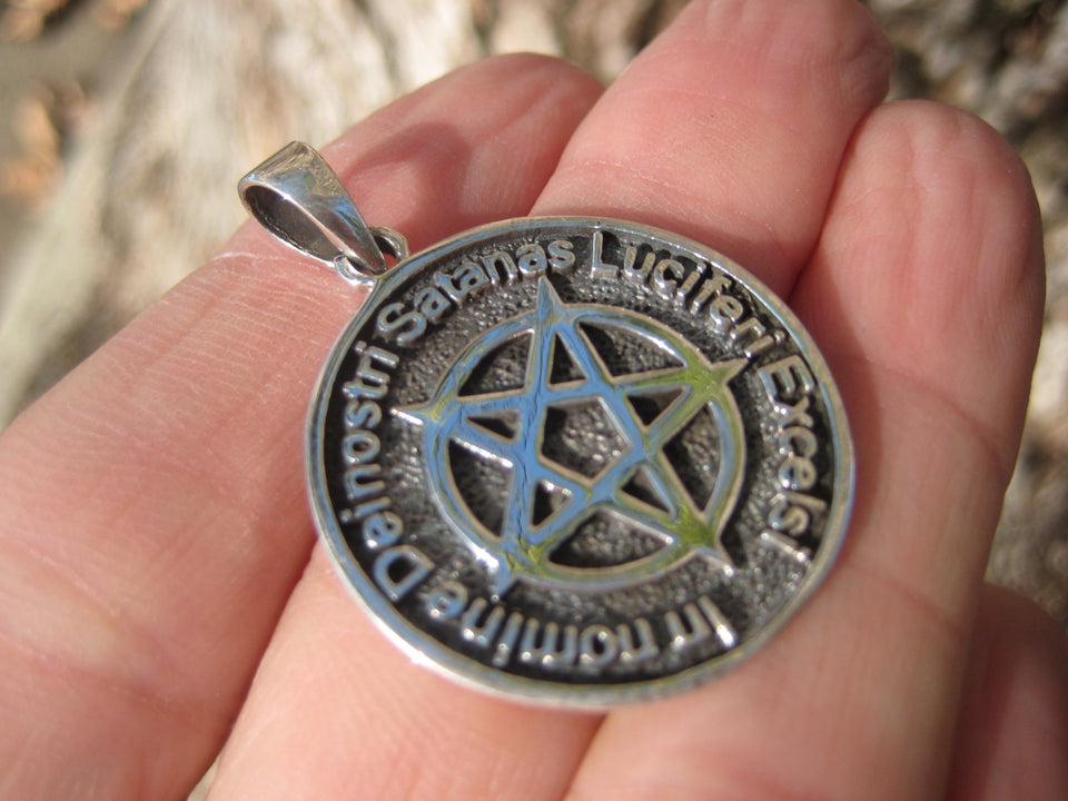 925 silver Inverted Pentagram Satanic Pendant Necklace Thailand Jewelry A346