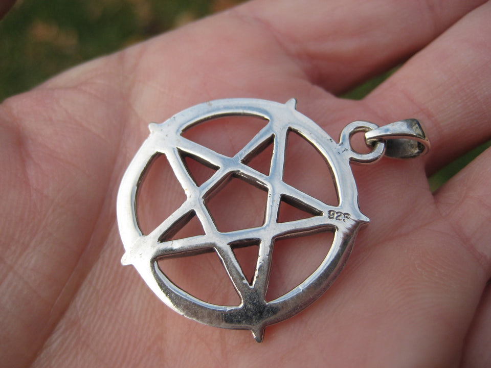 925 Silver Inverted Pentagram Pendant Thailand A3844