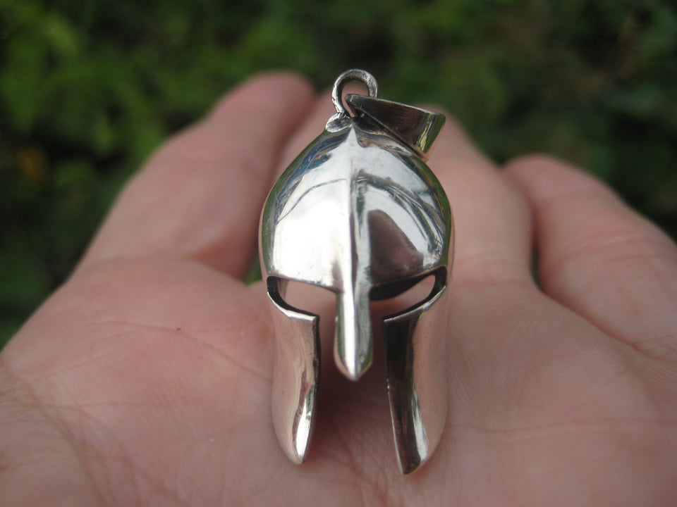 925 Silver Ancient  Roman Gladiator Greek Spartan soldiers Helmet Pendant A2745