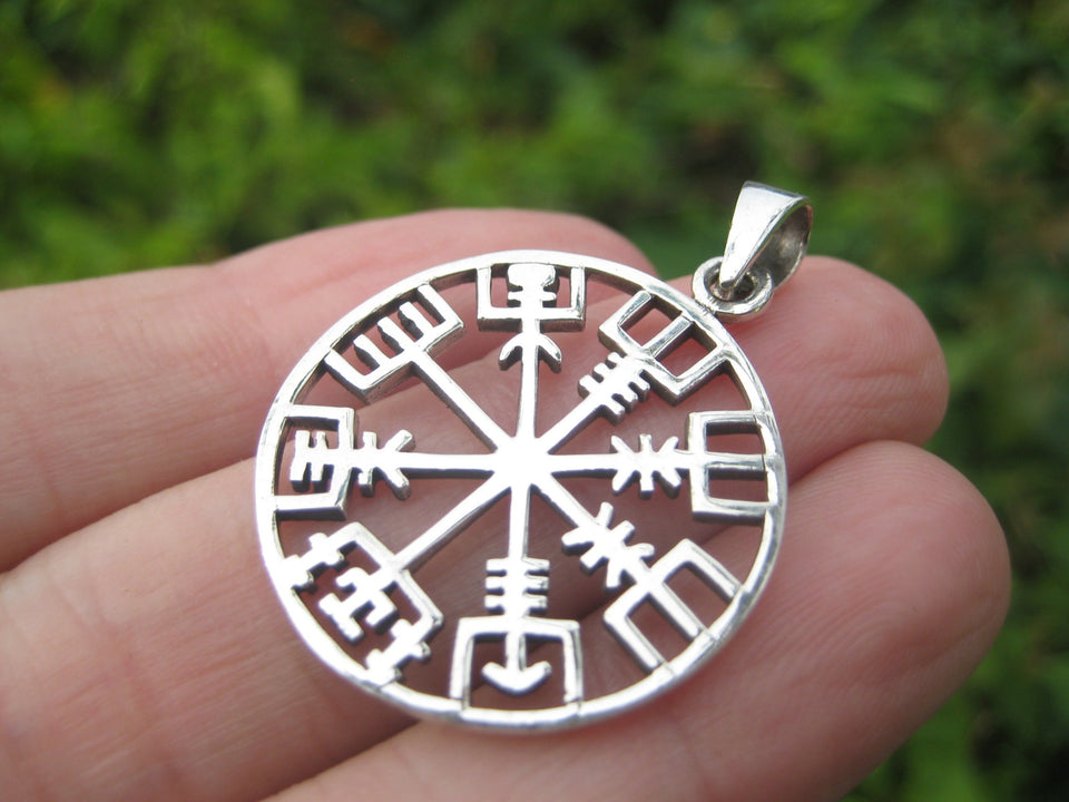925 Silver Viking Norse Trident Aegishjalmr Aegishjalmur Helm of Awe Pendant A29