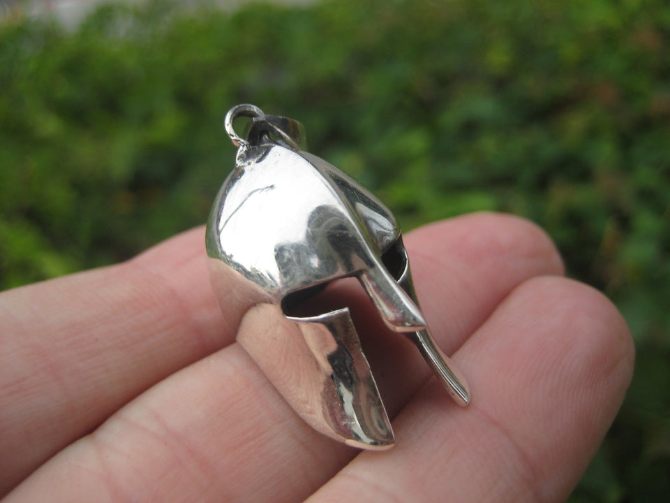 925 Silver Ancient  Roman Gladiator Greek Spartan soldiers Helmet Pendant A2745