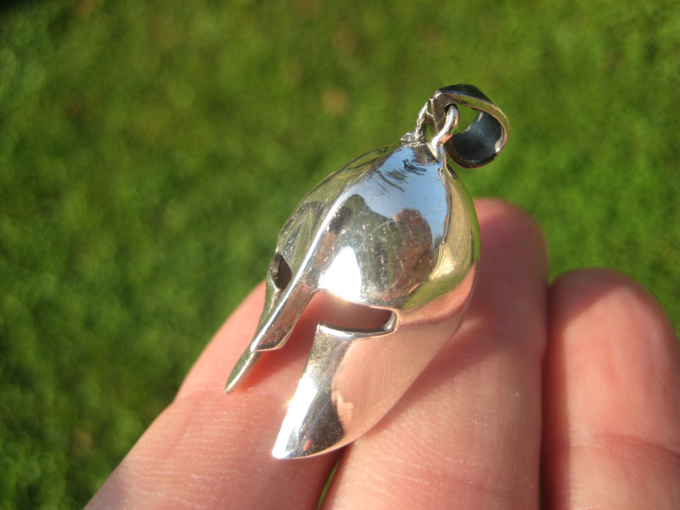 925 Silver Ancient  Roman Gladiator Greek Spartan soldiers Helmet Pendant A2745