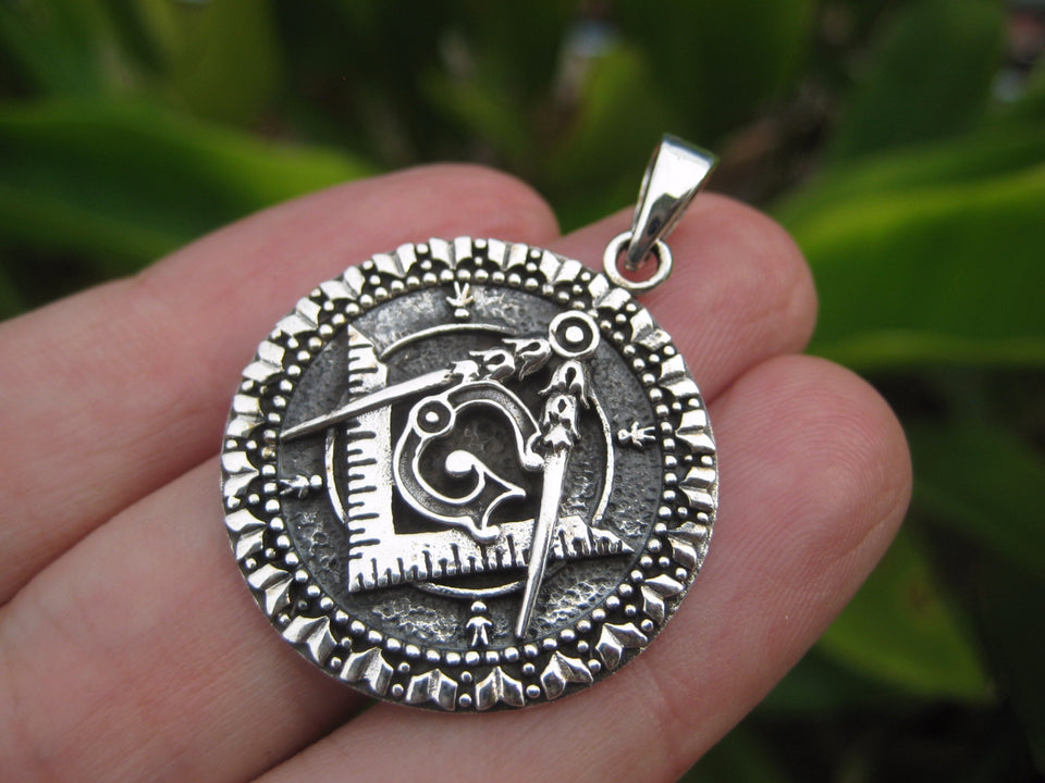 925 Silver Free Mason Masonic Pendant Necklace Thailand jewelry Art A14