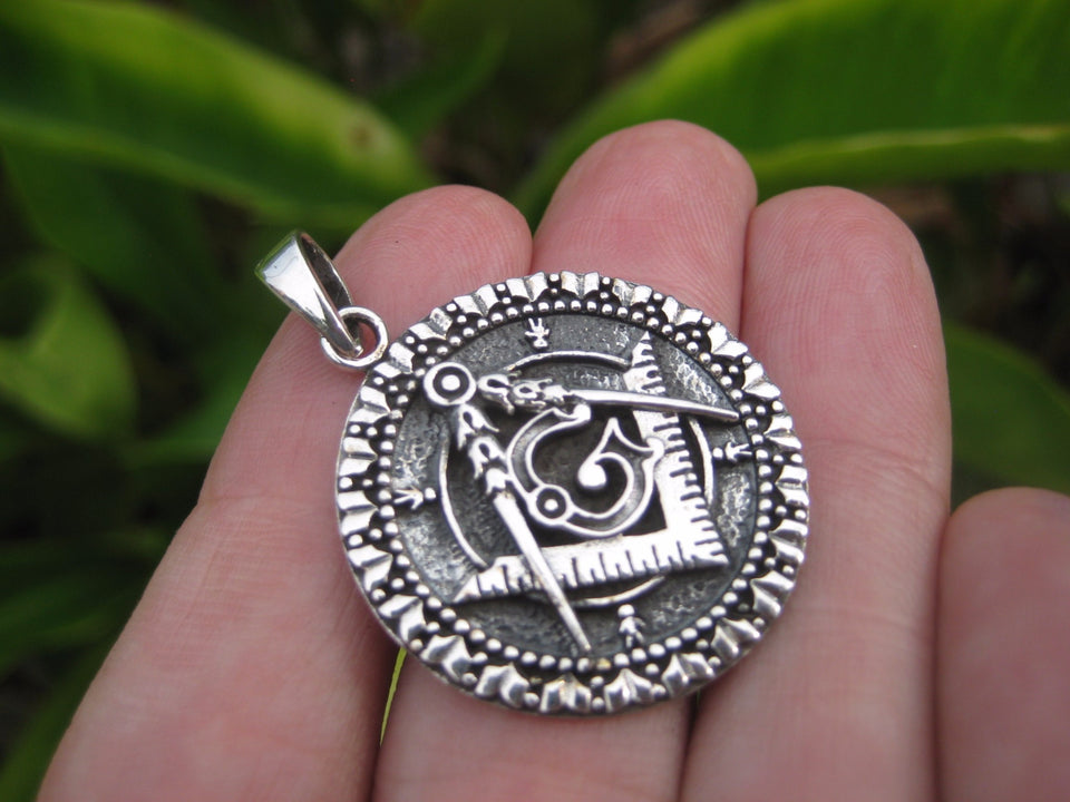 925 Silver Free Mason Masonic Pendant Necklace Thailand jewelry Art A14